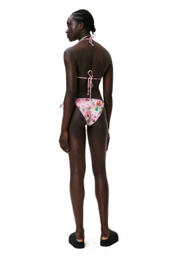 Shop GANNI Bedrucktes String-Bikinioberteil Sugar Plum