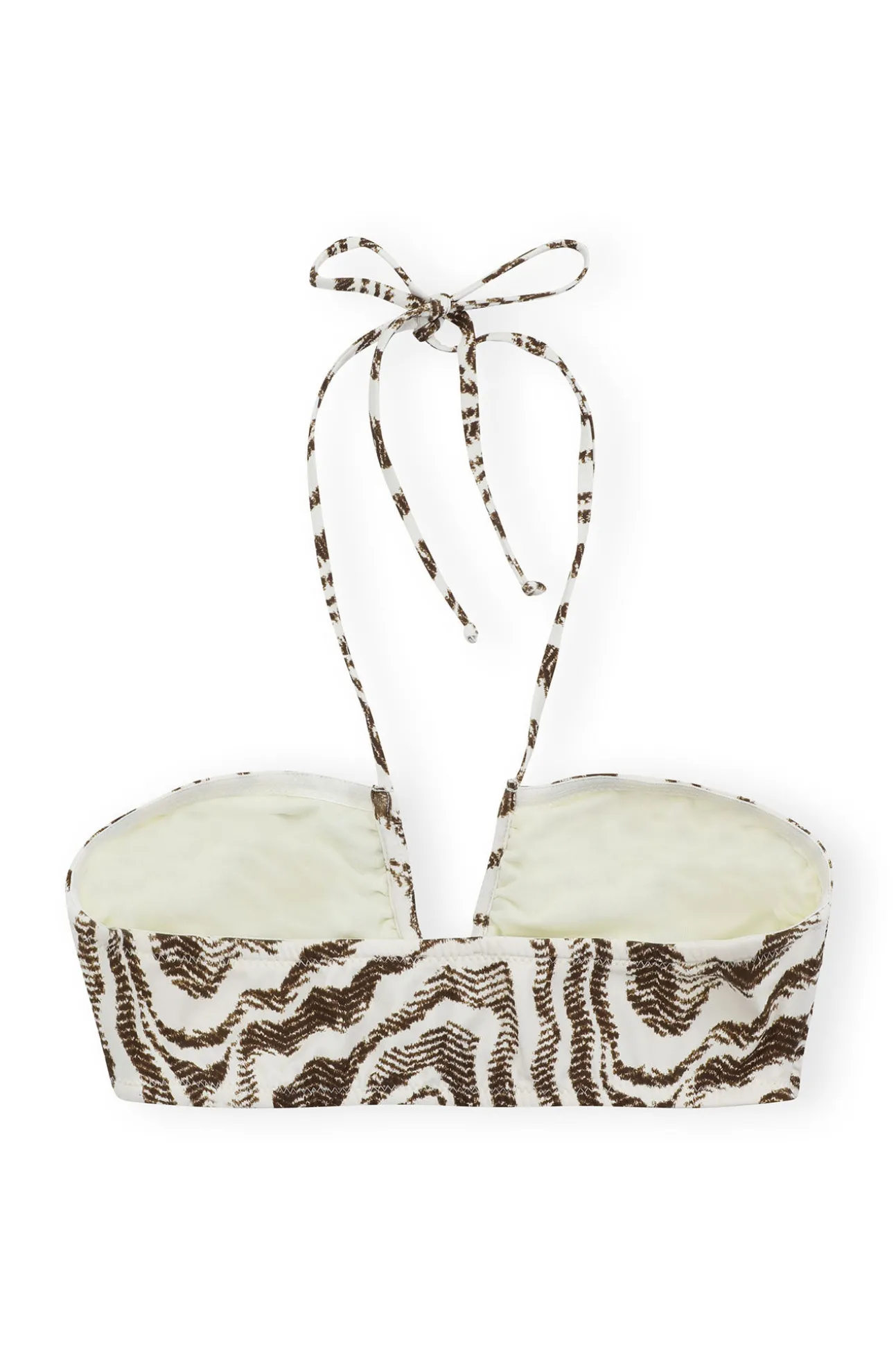 Outlet GANNI Bedrucktes V-String-Bikinioberteil Aus Recyceltem Material Egret