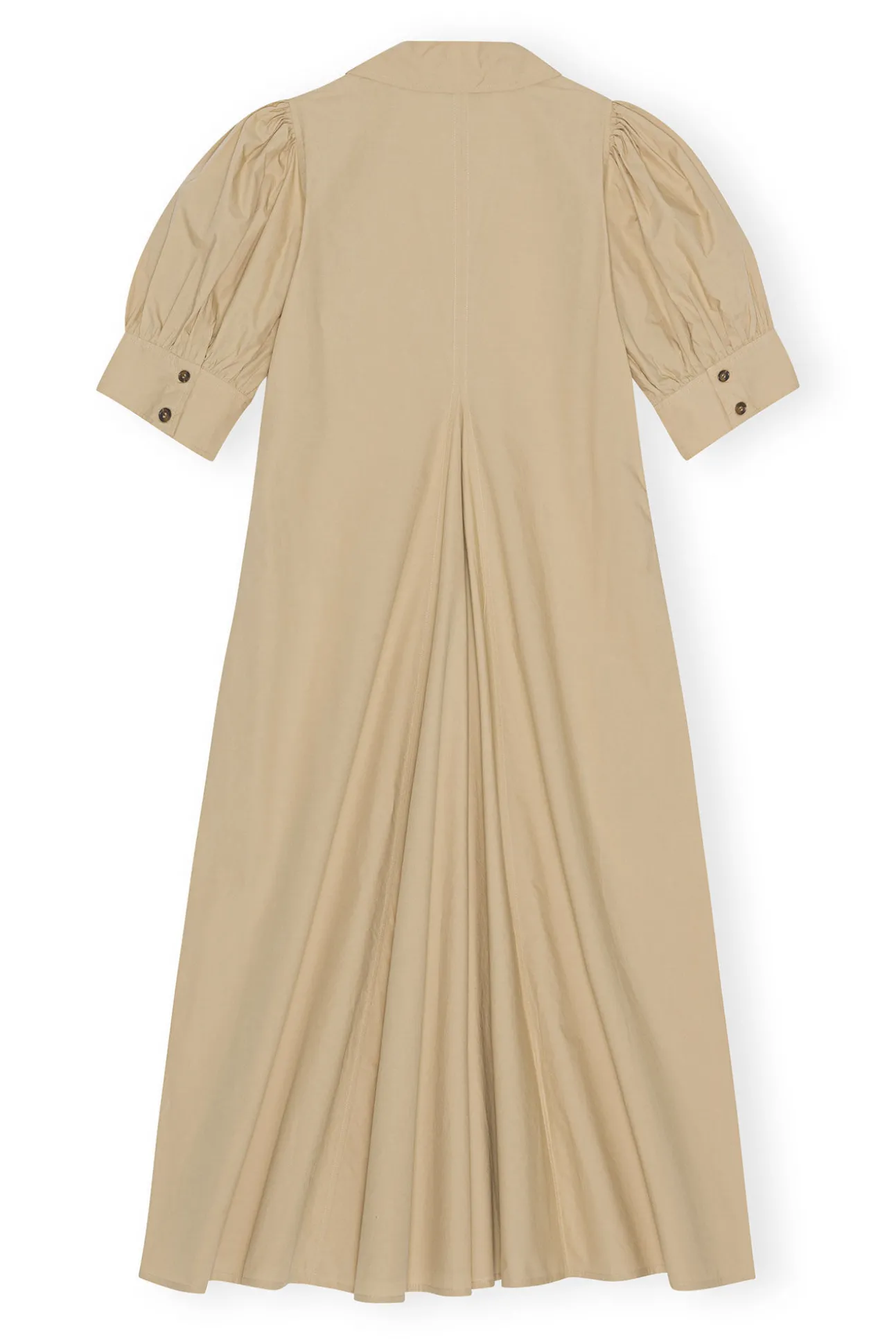 Clearance GANNI Beige Maxikleid Aus Cotton Poplin Mit V-Ausschnitt Curds And Whey
