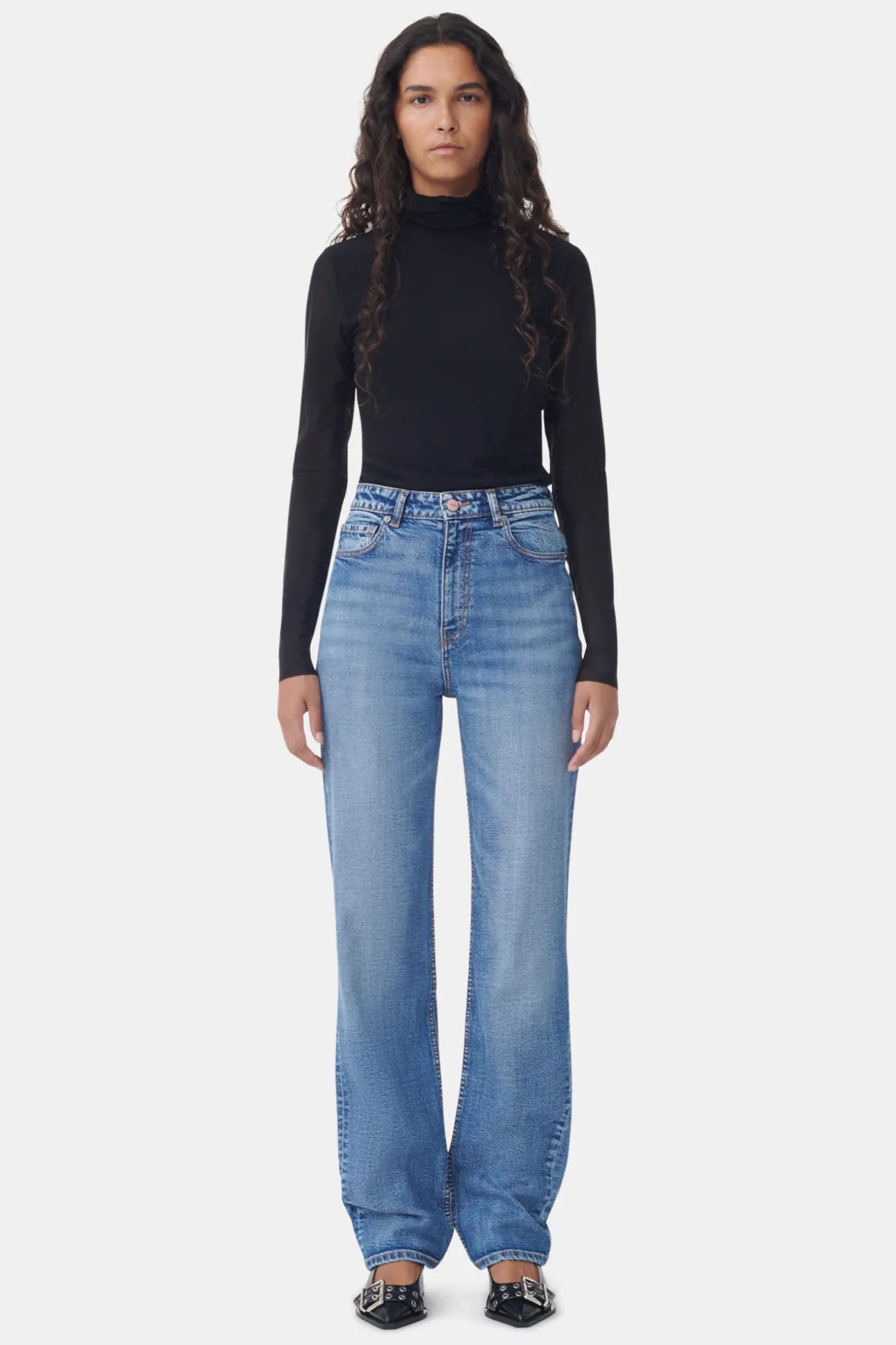 Fashion GANNI Beksi Jeans Mid Blue Vintage