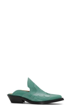 Hot GANNI Bestickte Westernpantoletten Bottle Green