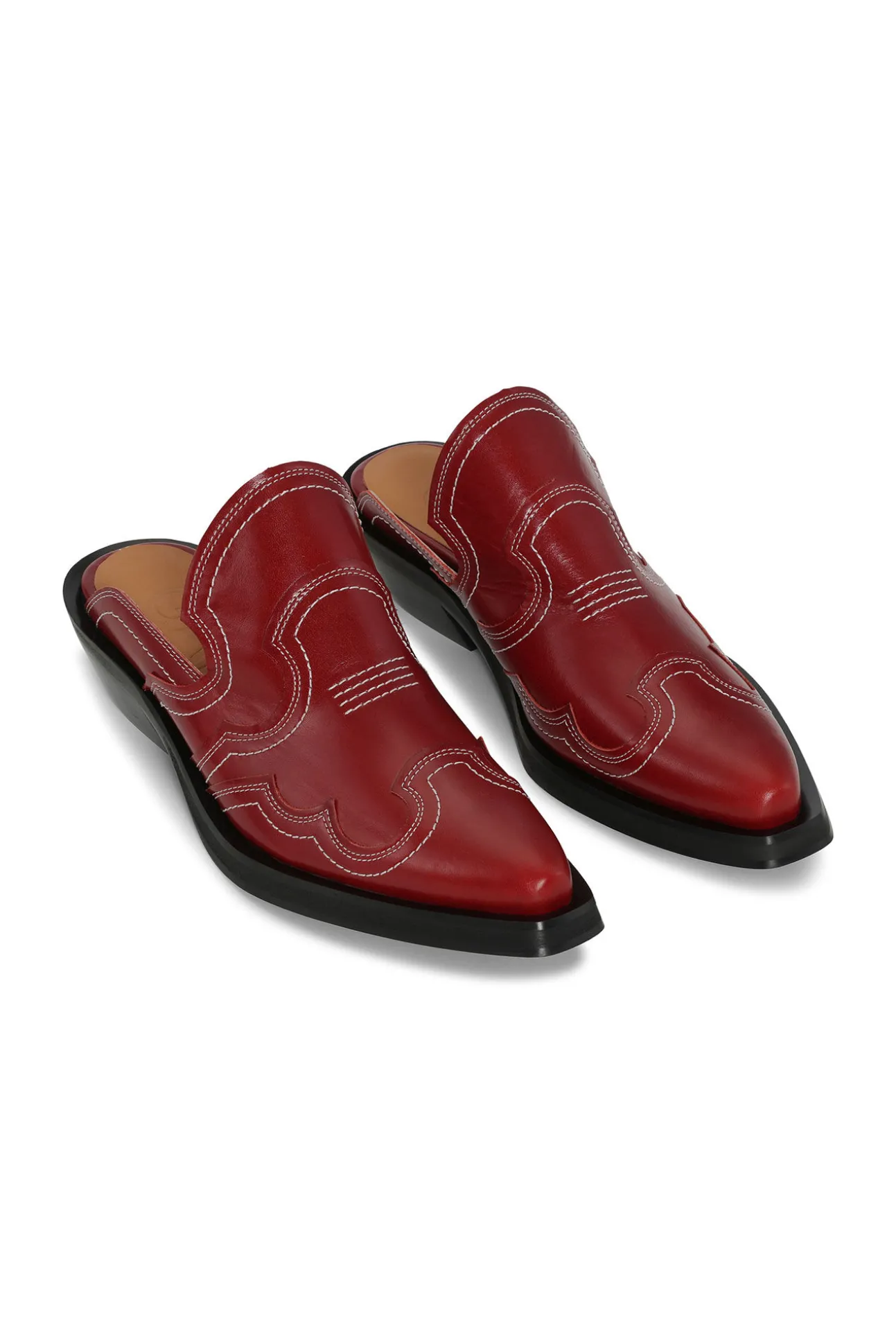 Best Sale GANNI Bestickte Westernpantoletten Barbados Cherry