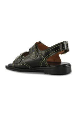 Flash Sale GANNI Bestickte Westernsandalen Black/Yellow