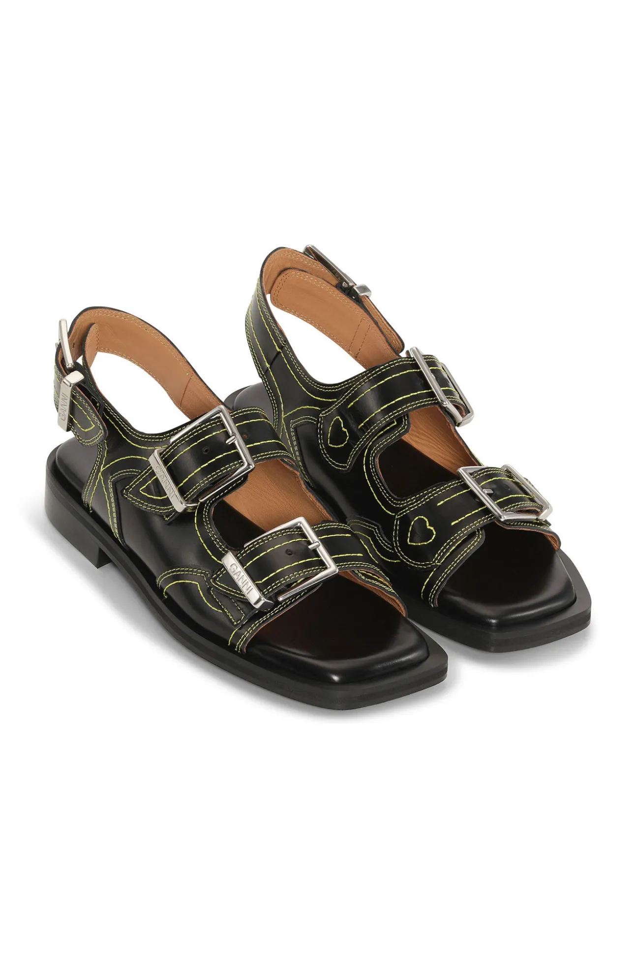 Flash Sale GANNI Bestickte Westernsandalen Black/Yellow