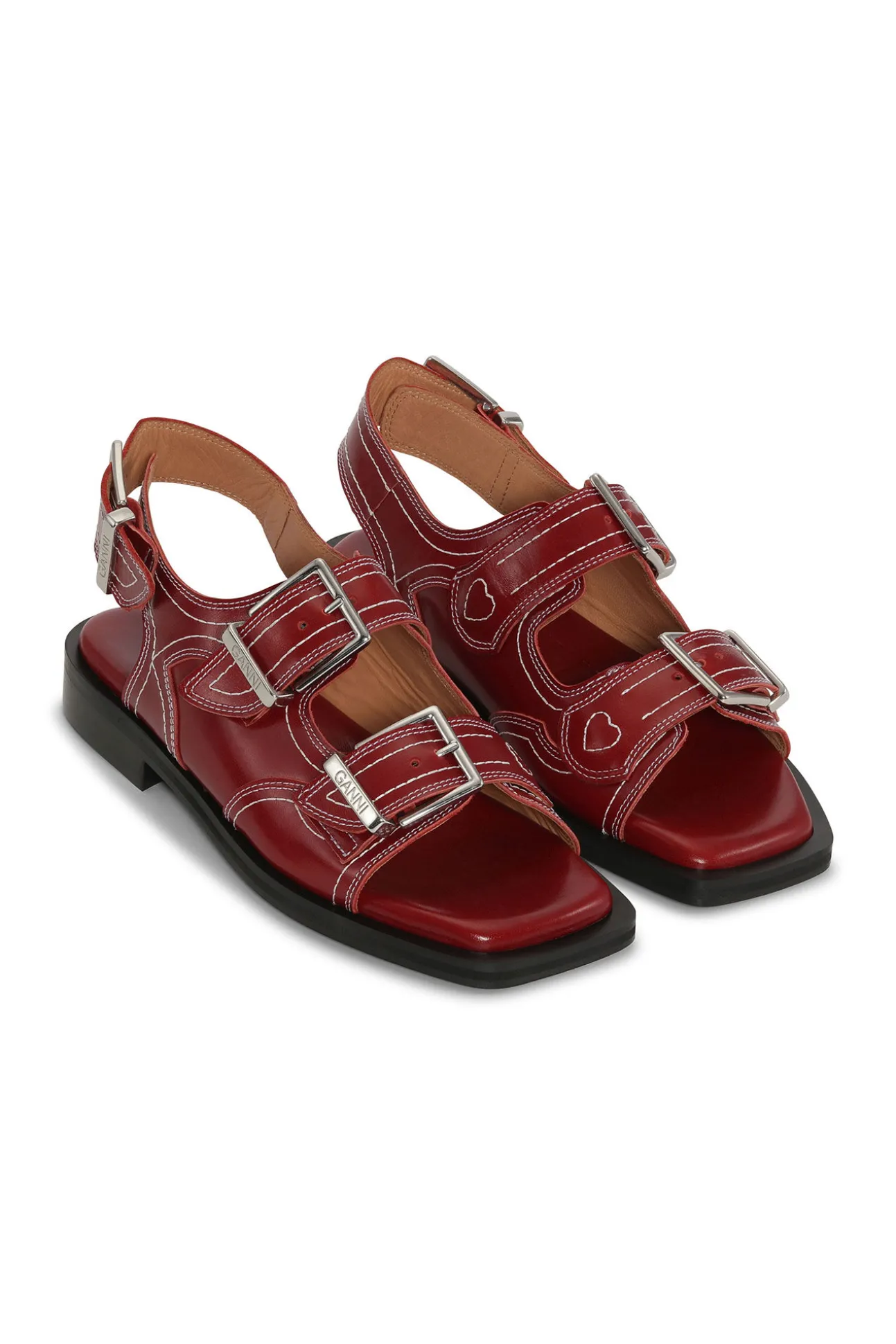 Flash Sale GANNI Bestickte Westernsandalen Barbados Cherry