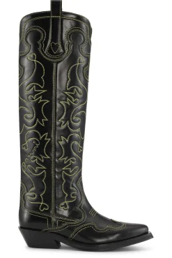 Online GANNI Bestickte Westernstiefel Black/Yellow