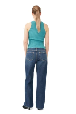 Fashion GANNI Blau Meliertes Top Ohne Armel Lagoon