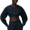 Store GANNI Blaue Kreppbluse Mit Abgerundeten Armeln Aus Cotton Sky Captain