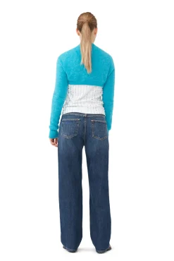 Outlet GANNI Blauer Bolero Aus Brushed Alpaca Blue Curacao