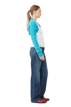 Outlet GANNI Blauer Bolero Aus Brushed Alpaca Blue Curacao