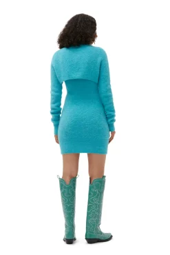 Outlet GANNI Blauer Bolero Aus Brushed Alpaca Blue Curacao