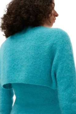 Outlet GANNI Blauer Bolero Aus Brushed Alpaca Blue Curacao