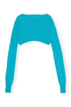 Outlet GANNI Blauer Bolero Aus Brushed Alpaca Blue Curacao
