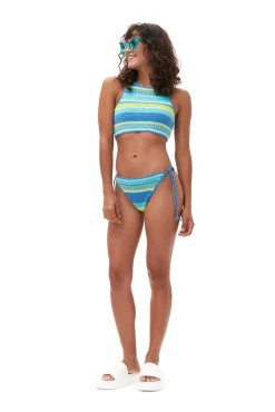 Sale GANNI Blaues Gehakeltes Racerback-Bikinioberteil Blue Curacao