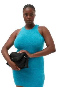Cheap GANNI Blaues Minikleid Aus Brushed Alpaca Blue Curacao