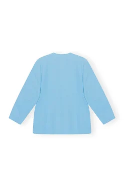 Flash Sale GANNI Blazer Aus Cotton-Anzugstoff Im Boxy-Stil Ethereal Blue
