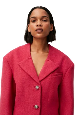 Discount GANNI Blazer Aus Wool Fiery Red