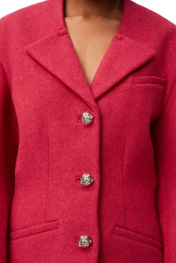 Discount GANNI Blazer Aus Wool Fiery Red