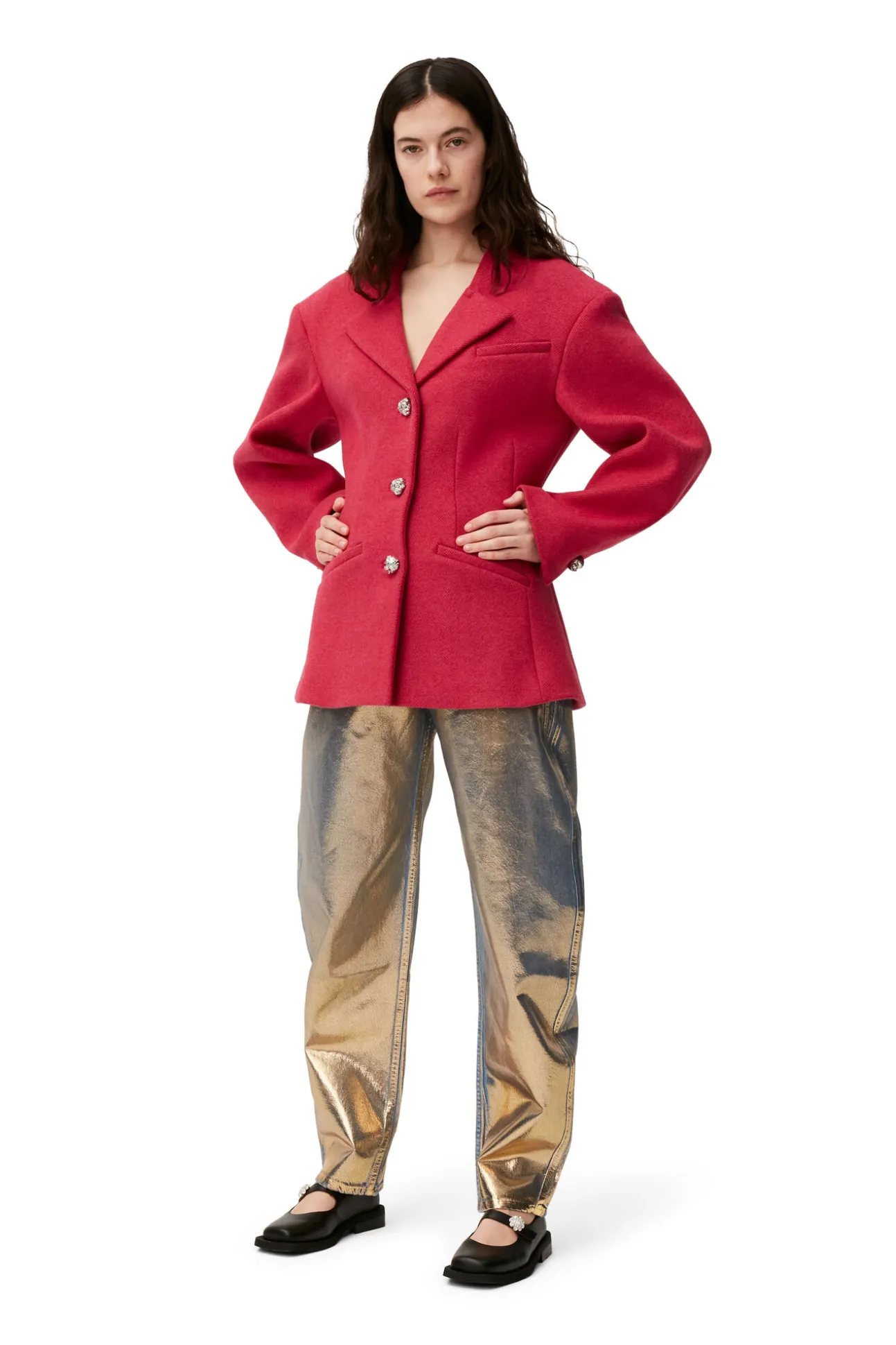 Discount GANNI Blazer Aus Wool Fiery Red