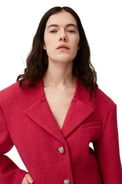 Discount GANNI Blazer Aus Wool Fiery Red