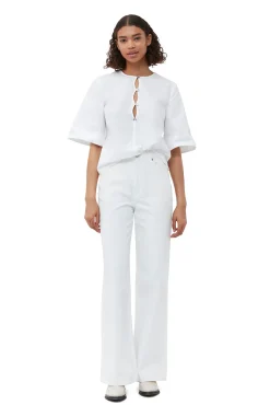 Best GANNI Bluse Aus Cotton Poplin Bright White