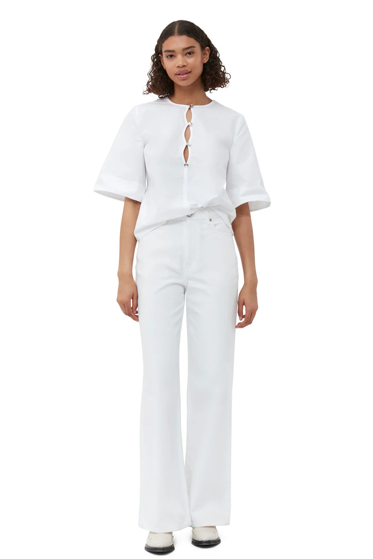 Best GANNI Bluse Aus Cotton Poplin Bright White