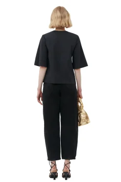 Best GANNI Bluse Aus Cotton Poplin Black