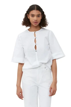 Best GANNI Bluse Aus Cotton Poplin Bright White