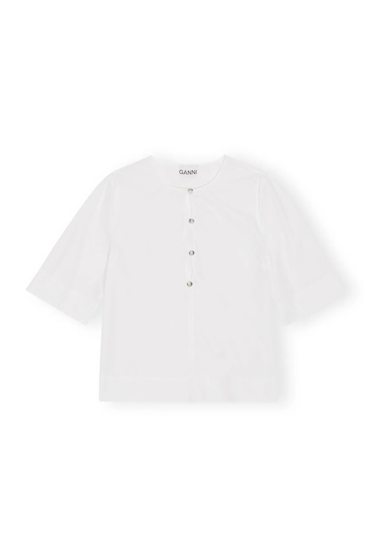 Best GANNI Bluse Aus Cotton Poplin Bright White