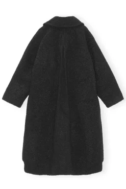Hot GANNI Boucle Wool Coat Black