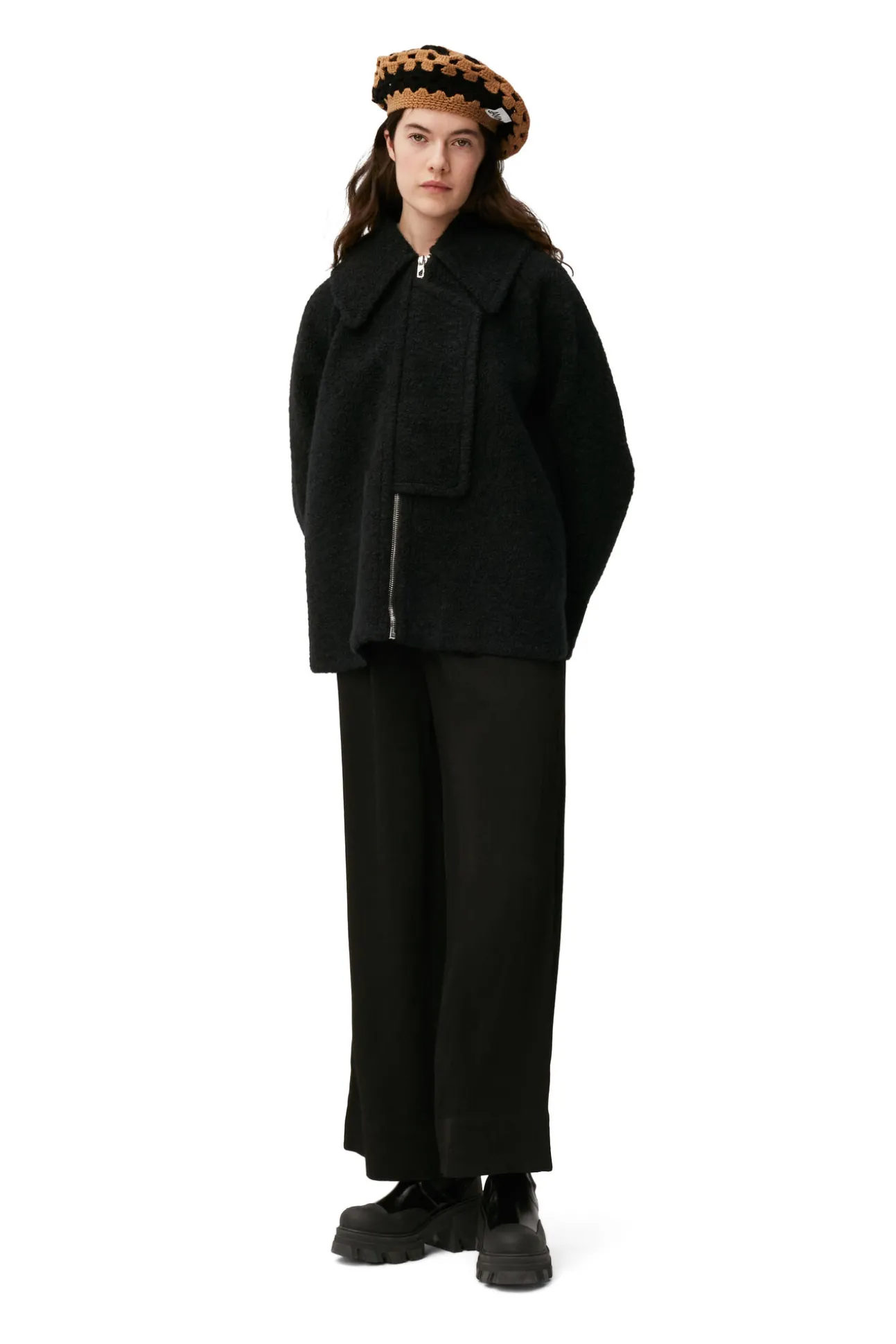 Online GANNI Boucle-Jacke Aus Wool Black
