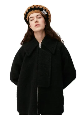 Online GANNI Boucle-Jacke Aus Wool Black