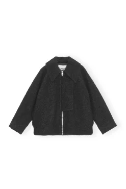 Online GANNI Boucle-Jacke Aus Wool Black