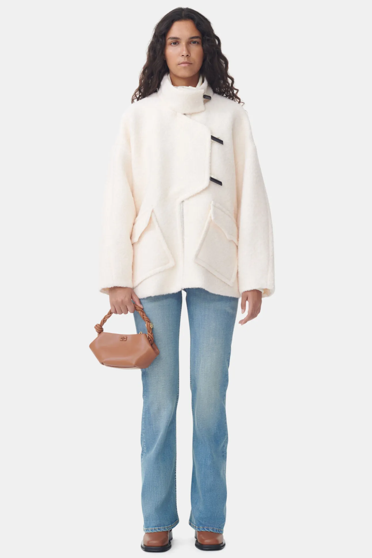 Flash Sale GANNI Boucle-Wool-Schulterjacke Egret