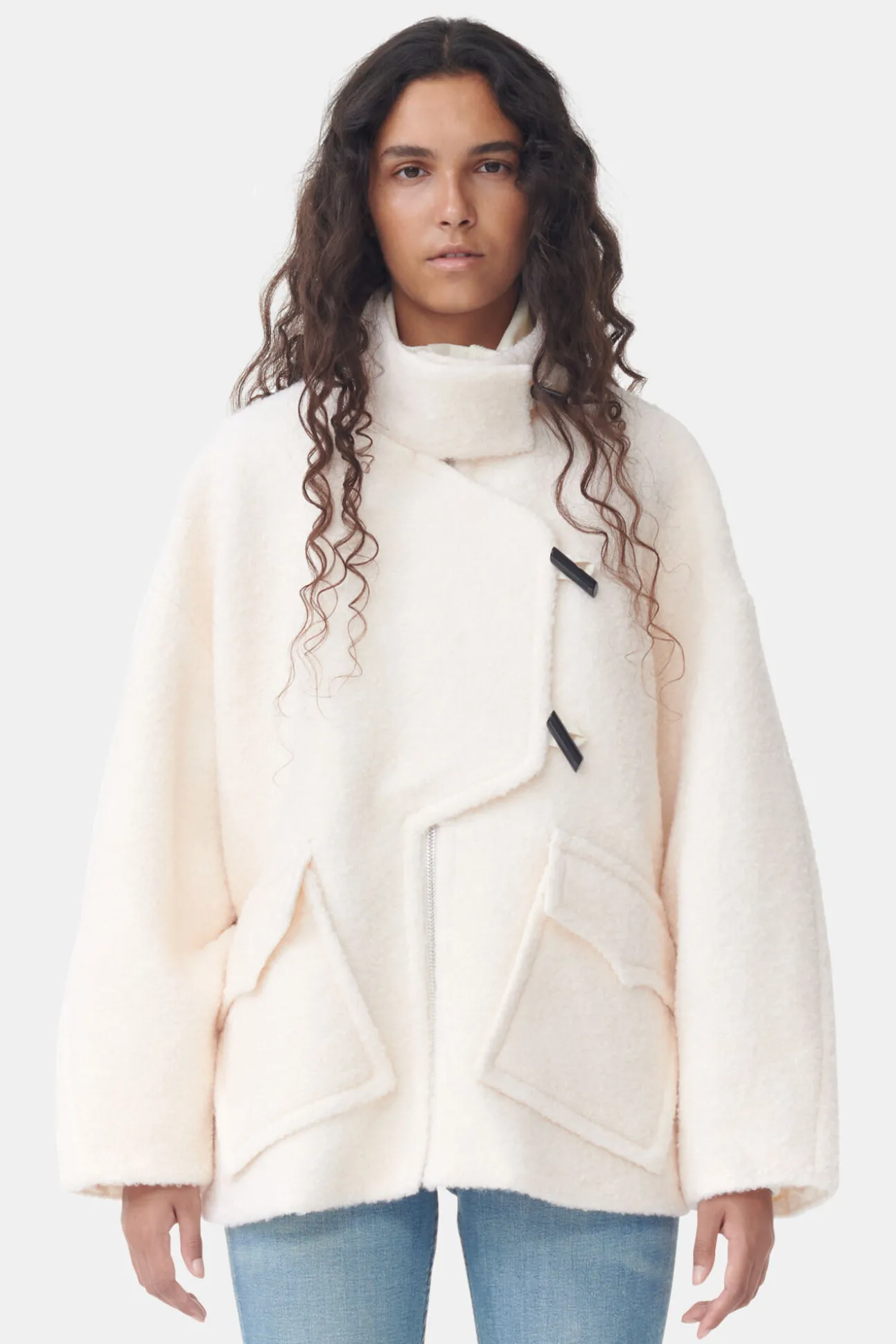 Flash Sale GANNI Boucle-Wool-Schulterjacke Egret
