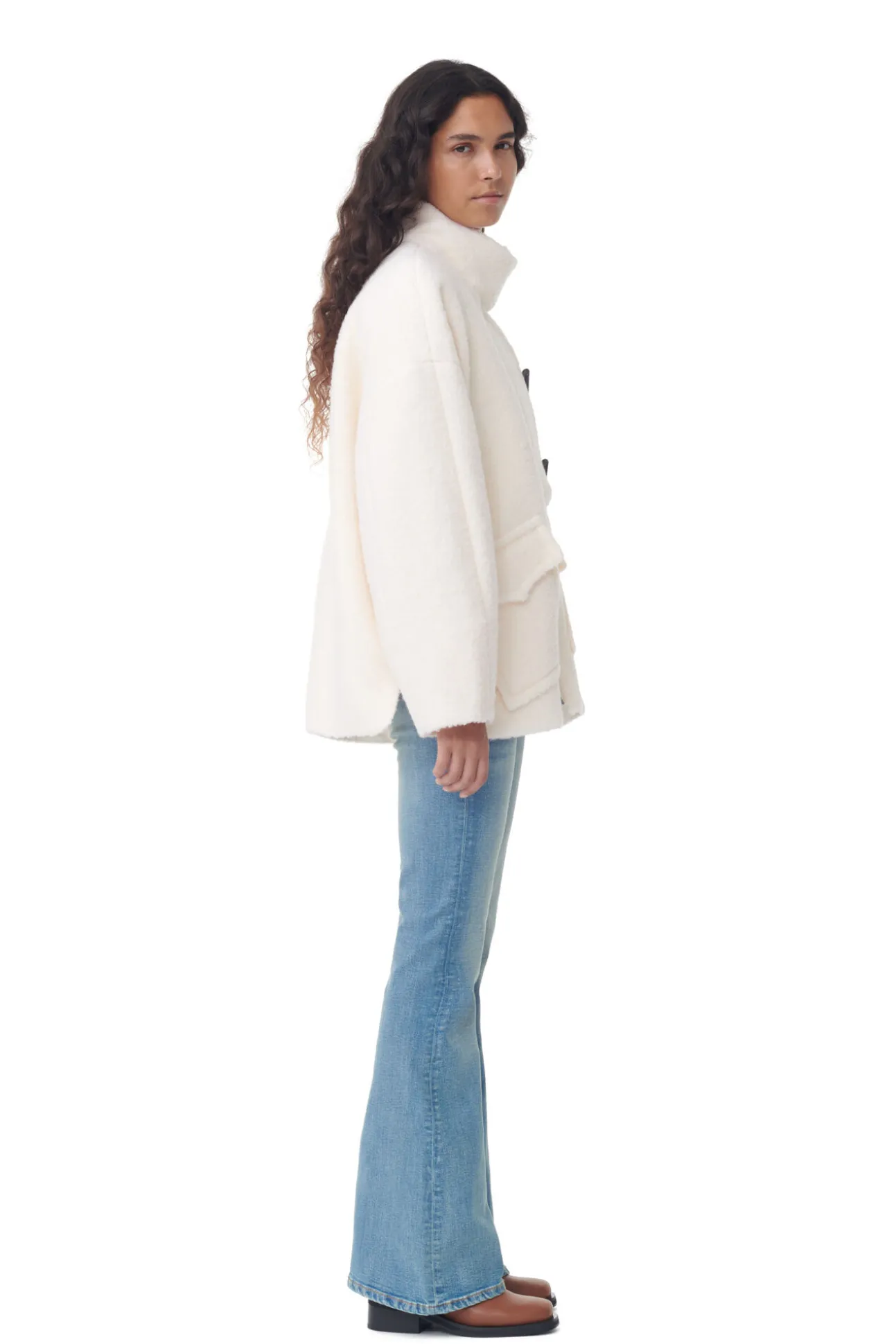 Flash Sale GANNI Boucle-Wool-Schulterjacke Egret