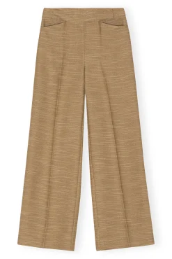 Online GANNI Braune Hose Mit Mittelhoher Taille Aus Slub Linen Petrified Oak
