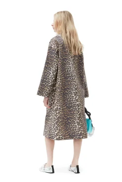 Best GANNI Canvas-Mäntel Mit Leopardenprint Almond Milk