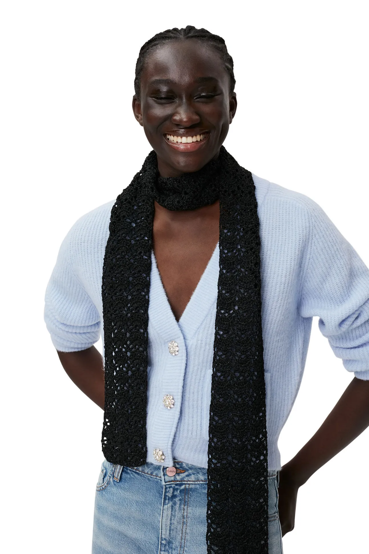 Best Sale GANNI Cardigan Aus Weicher Wolle Brunnera Blue