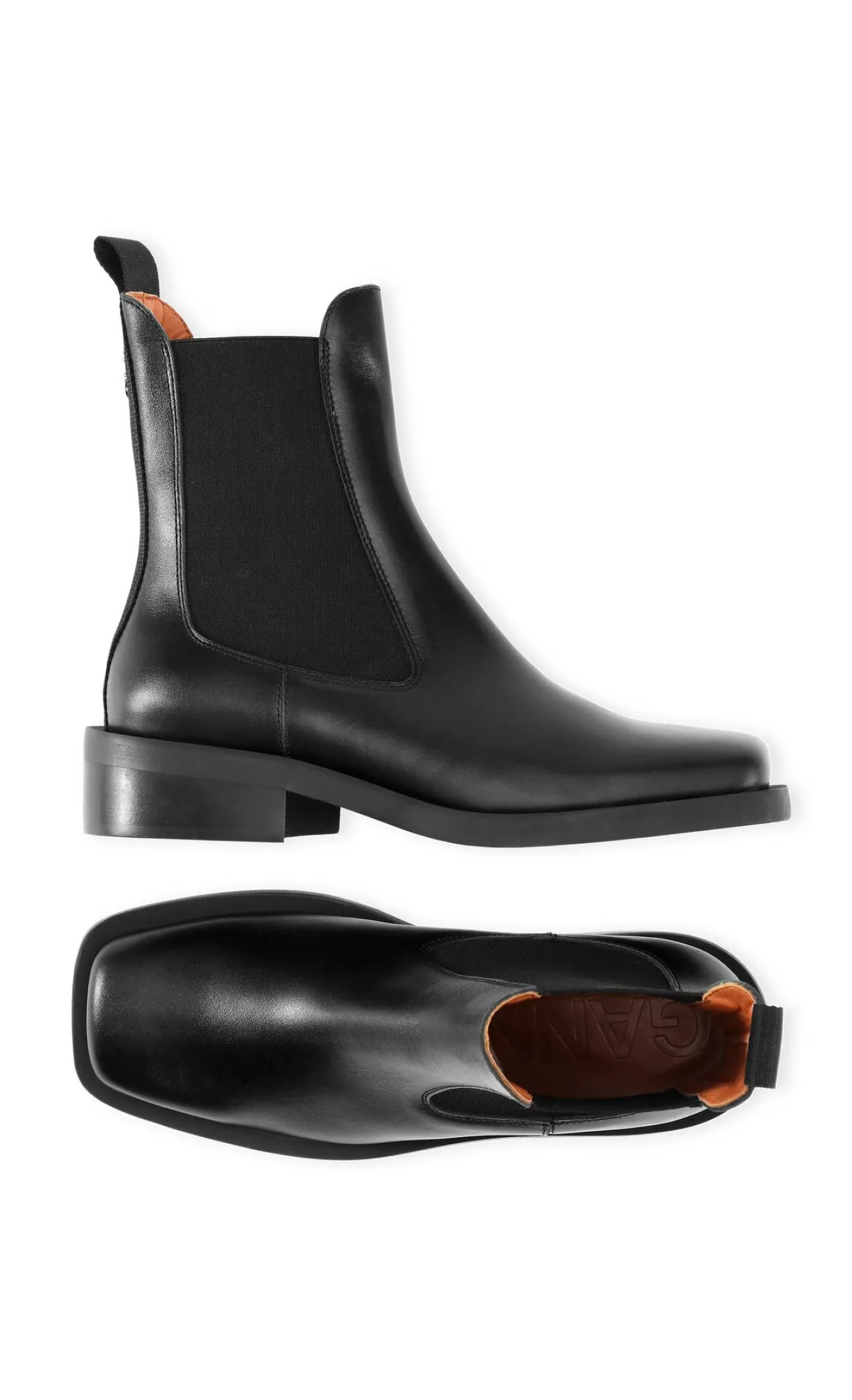 Outlet GANNI Chelsea Boots Mit Quadratischer Spitze Black