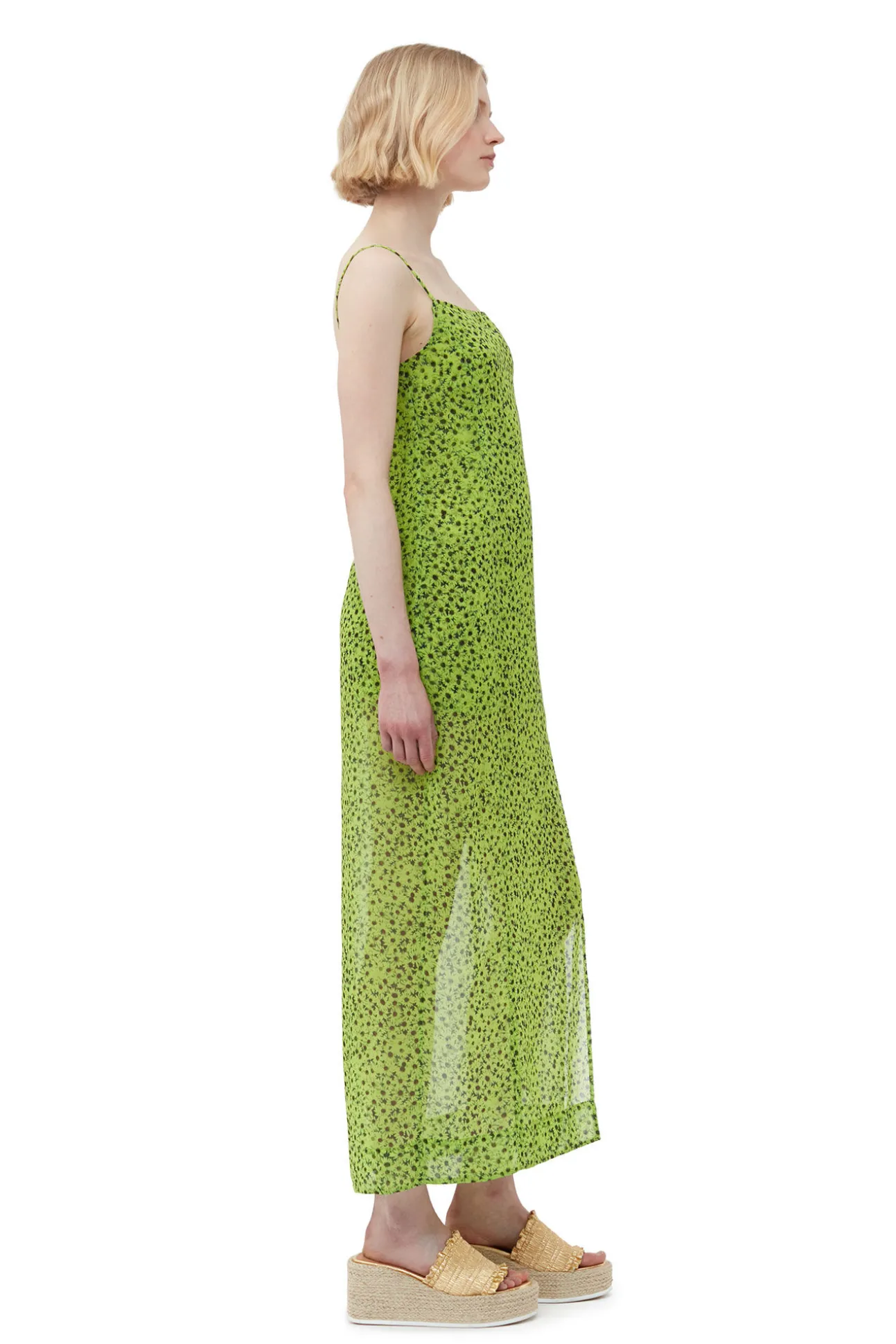 Cheap GANNI Chiffon Midi-Slipkleid Tender Shoots