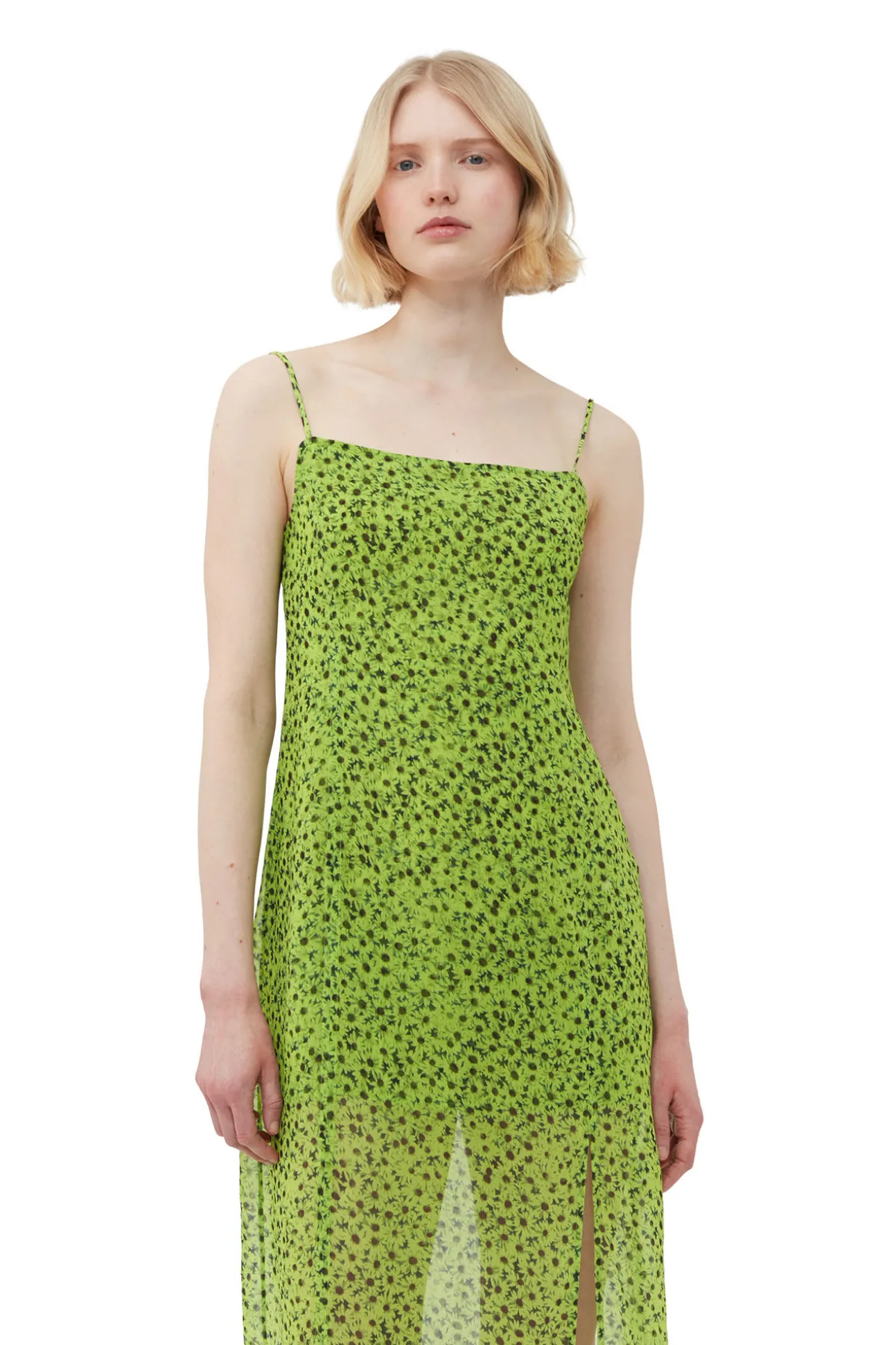 Cheap GANNI Chiffon Midi-Slipkleid Tender Shoots