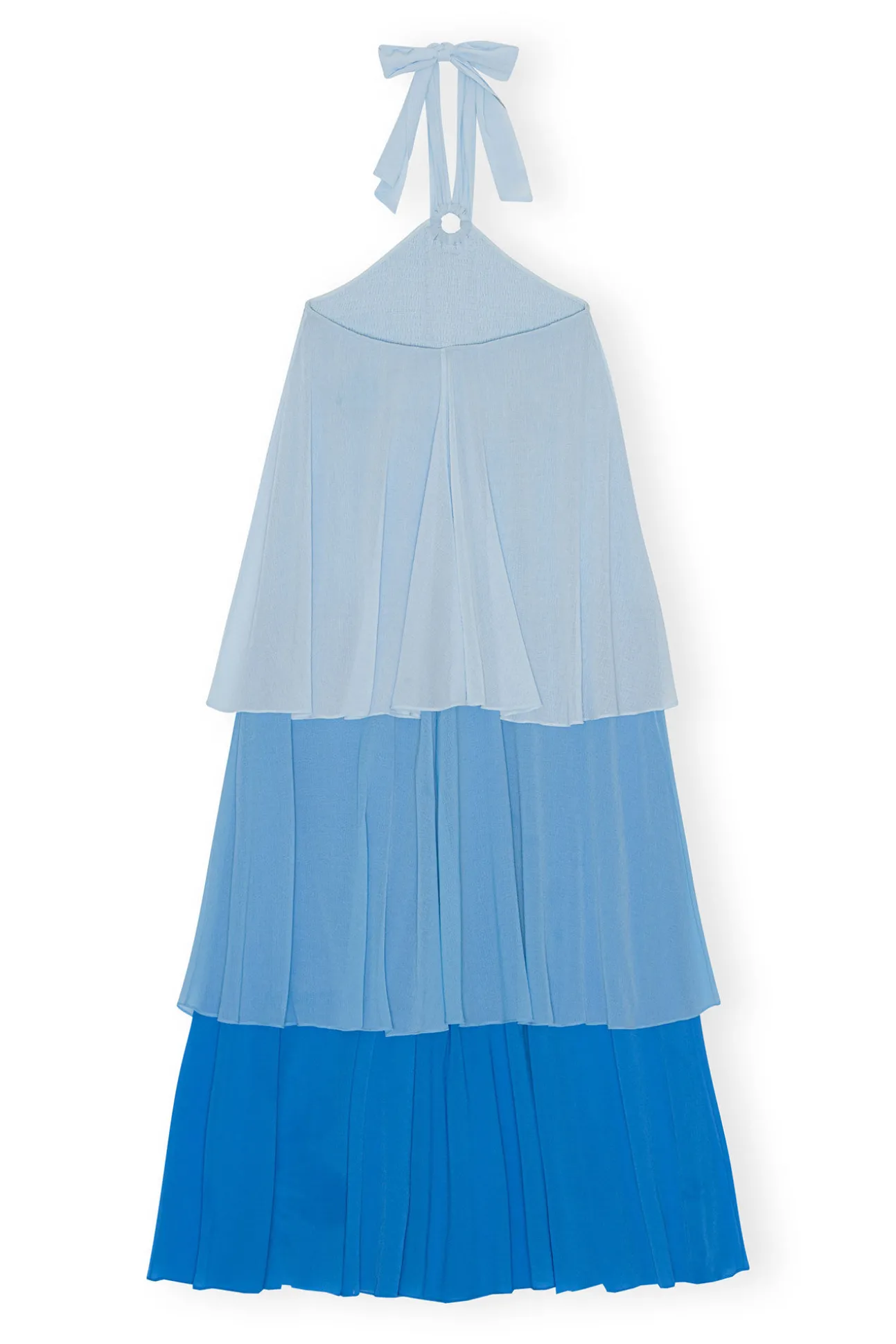 New GANNI Chiffon-Lagen-Maxikleid Ethereal Blue
