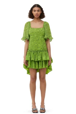 Sale GANNI Chiffon-Minikleid Tender Shoots