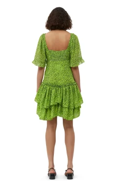 Sale GANNI Chiffon-Minikleid Tender Shoots
