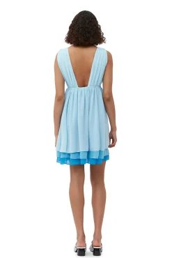 Cheap GANNI Chiffon-Minikleid Ethereal Blue