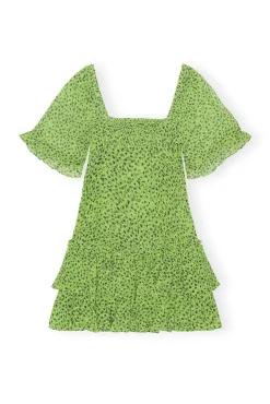 Sale GANNI Chiffon-Minikleid Tender Shoots
