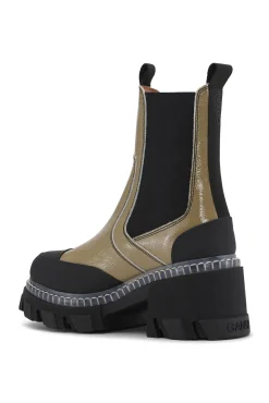 Best Sale GANNI Cleated Heeled Mid Chelsea Transp Welt Nap Petrified Oak