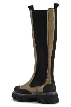 Best GANNI Cleated High Chelsea Boot Transp Welt Naplack Petrified Oak