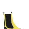 Shop GANNI Cleated Mid Chelsea Boot Transparent Welt Lemon Zest
